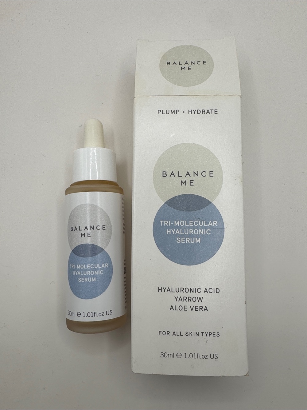 Balance Me Tri‑Molecular Hyaluronic Serum — Blue & White